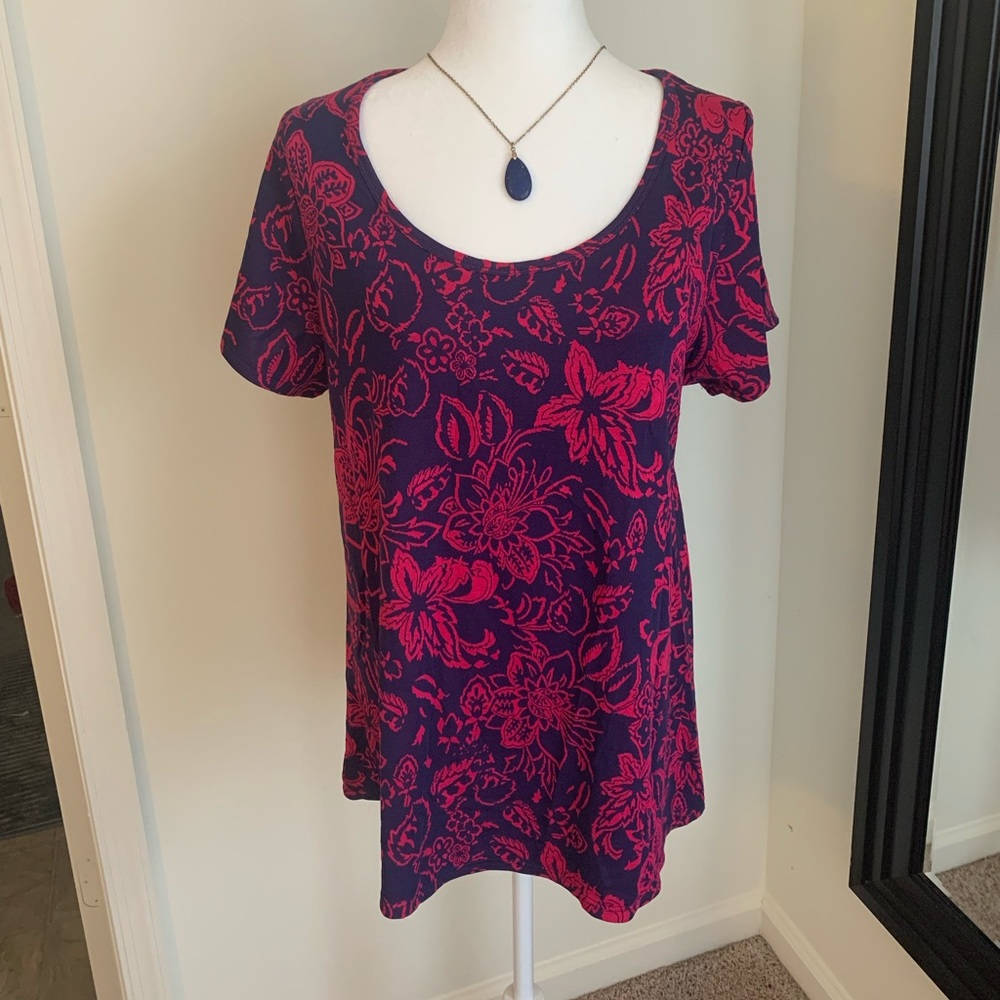 Navy floral Lularoe knit top